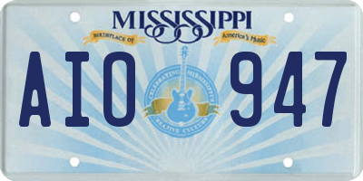 MS license plate AIO947