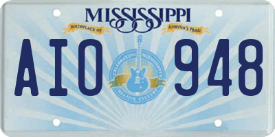 MS license plate AIO948