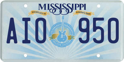 MS license plate AIO950
