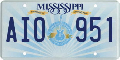 MS license plate AIO951