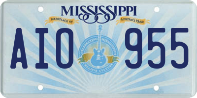 MS license plate AIO955