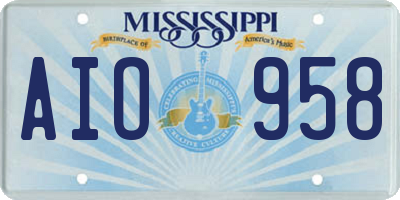 MS license plate AIO958