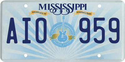 MS license plate AIO959