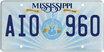 MS license plate AIO960