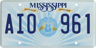 MS license plate AIO961
