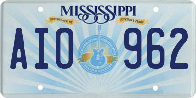 MS license plate AIO962