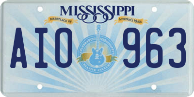 MS license plate AIO963