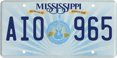 MS license plate AIO965