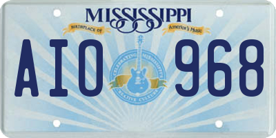 MS license plate AIO968