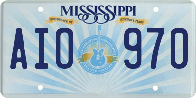 MS license plate AIO970