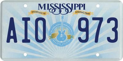 MS license plate AIO973