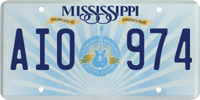 MS license plate AIO974