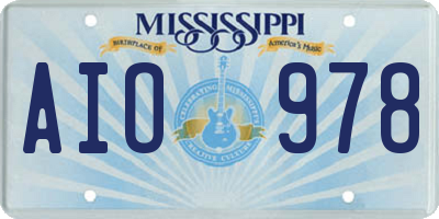 MS license plate AIO978
