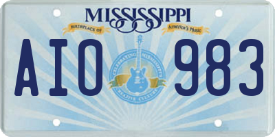 MS license plate AIO983