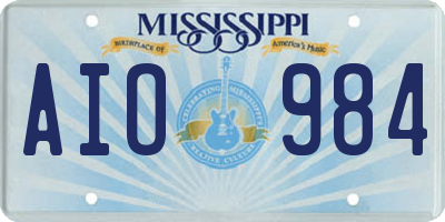 MS license plate AIO984