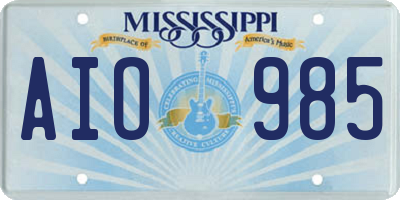 MS license plate AIO985