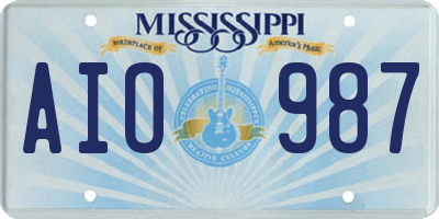 MS license plate AIO987