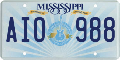 MS license plate AIO988