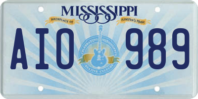 MS license plate AIO989