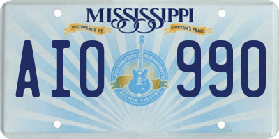 MS license plate AIO990