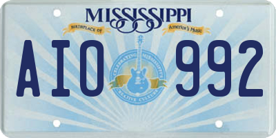 MS license plate AIO992