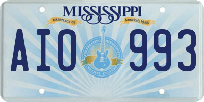 MS license plate AIO993