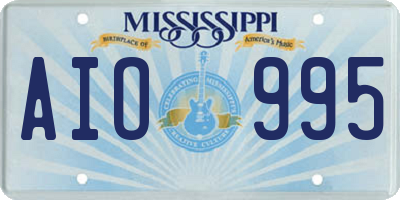 MS license plate AIO995