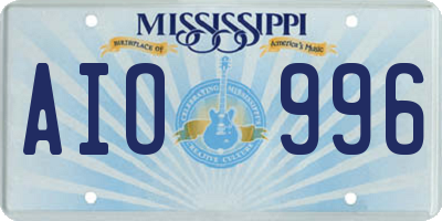 MS license plate AIO996