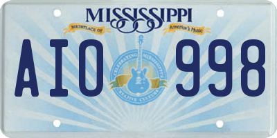 MS license plate AIO998