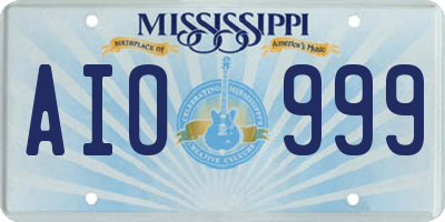 MS license plate AIO999