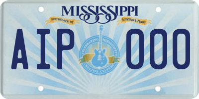 MS license plate AIP000