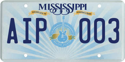 MS license plate AIP003