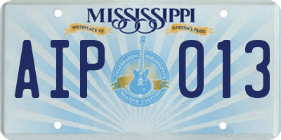 MS license plate AIP013