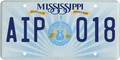 MS license plate AIP018