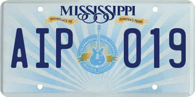 MS license plate AIP019