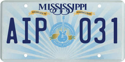 MS license plate AIP031