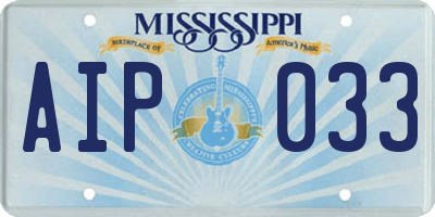MS license plate AIP033