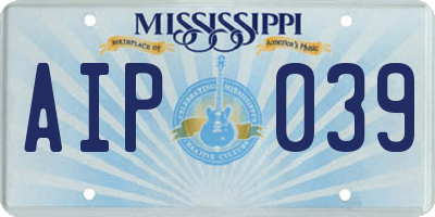 MS license plate AIP039