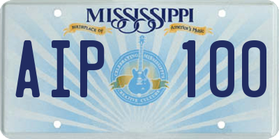 MS license plate AIP100