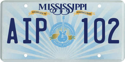 MS license plate AIP102