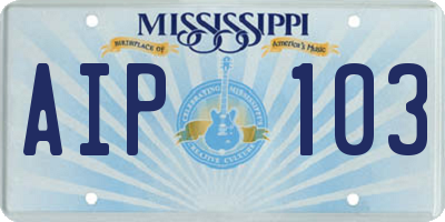 MS license plate AIP103
