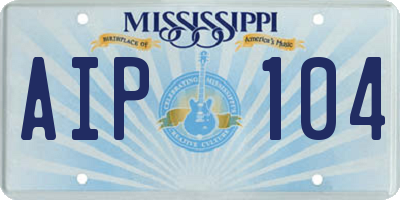 MS license plate AIP104