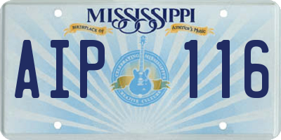 MS license plate AIP116