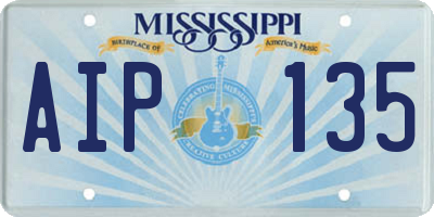 MS license plate AIP135