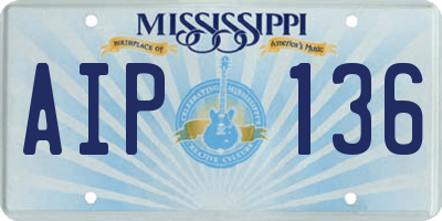 MS license plate AIP136