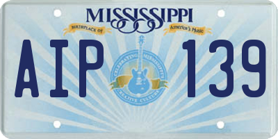 MS license plate AIP139