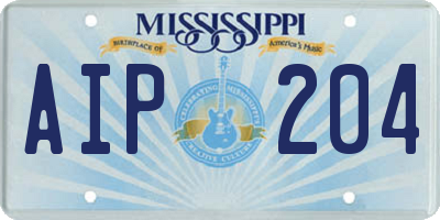 MS license plate AIP204