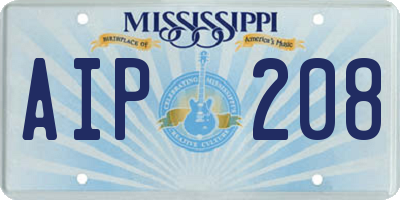 MS license plate AIP208