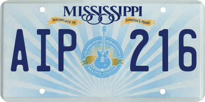 MS license plate AIP216