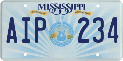 MS license plate AIP234